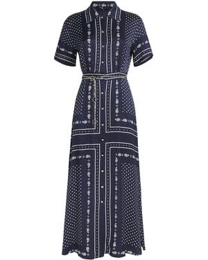 Maje Printed Midi Dress - Blue