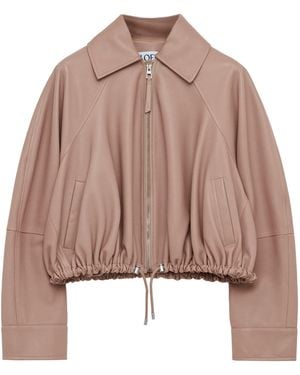 Loewe Balloon Leather Jacket - Brown
