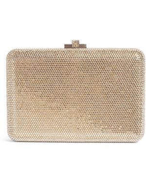 Judith Leiber Crystal-Embellished Slim Slide Clutch Bag - Natural