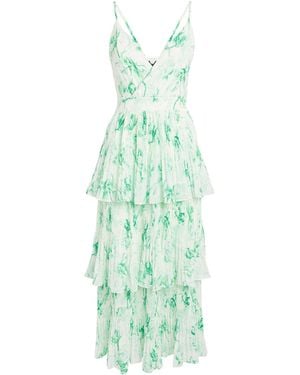 Maje Tiered Floral Midi Dress - Green