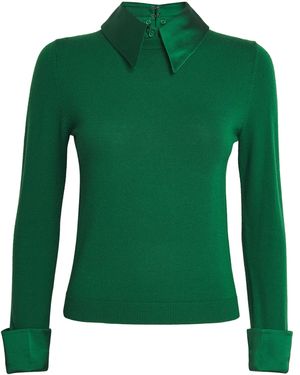 Alice + Olivia Satin-Collar Porla Jumper - Green