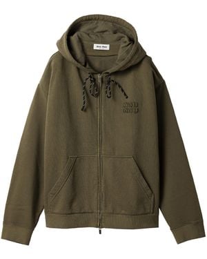 Miu Miu Cotton Oversized Hoodie - Green