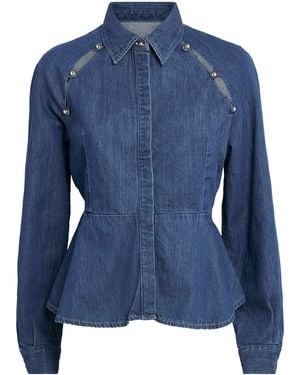 Claudie Pierlot Peplum Denim Shirt - Blue