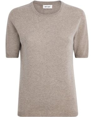 Soft Goat Cashmere Short-Sleeve Jumper - Grey
