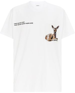 Burberry Slogan Deer T-shirt - White