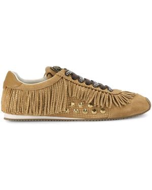 Kurt Geiger Suede Fringed Islington Trainers - Brown