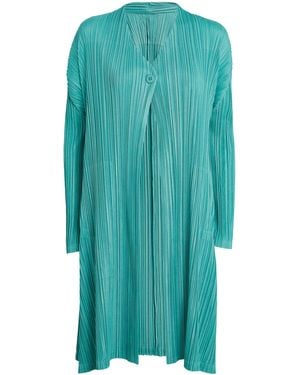 Pleats Please Issey Miyake Mellow Pleats Longline Cardigan - Blue