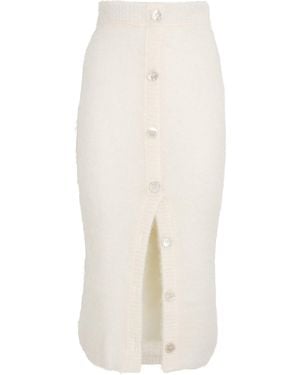 Alessandra Rich Mohair-Blend Midi Skirt - White