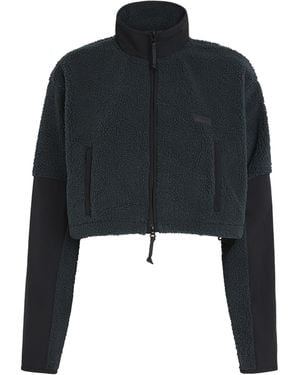 Skims Teddy Cropped Zip-Up Jacket - Black