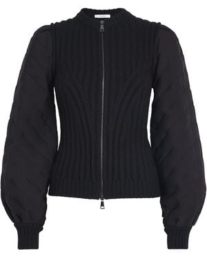 Max Mara Wool-Silk Balloon-Sleeve Cardigan - Black