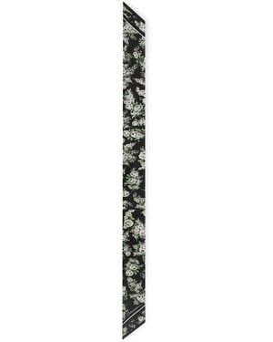 Dolce & Gabbana Silk Floral Skinny Scarf - Metallic