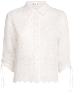 FRAME The Paisley Eyelet Cinch Sleeve Shirt - White
