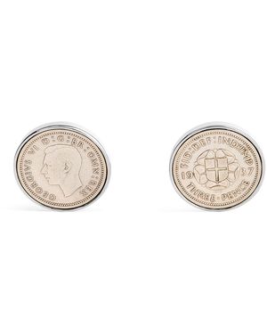 Babette Wasserman Rhodium-Plated Coin Cufflinks - Natural
