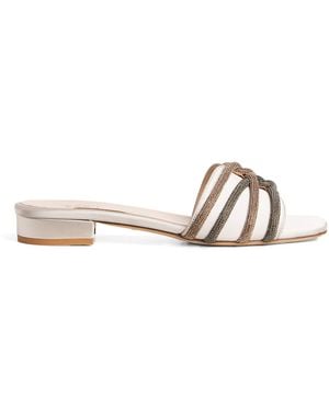 Eleventy Satin Embellished Mules 20 - Natural