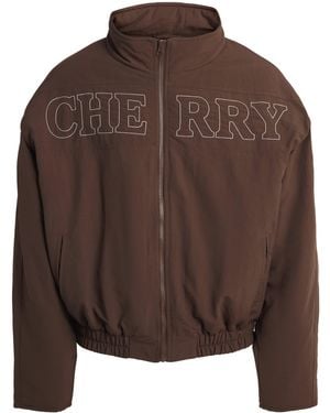 CHERRY LA Embroidered Pit Crew Puffer Jacket - Brown