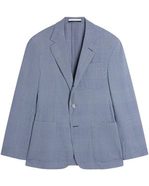 dunhill Wool-Silk Check Cavendish Blazer - Blue