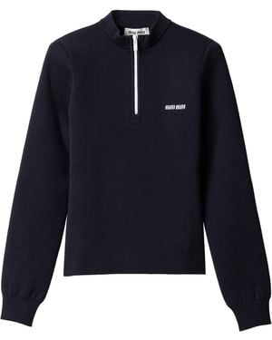 Miu Miu Wool Half-Zip Sweatshirt - Blue