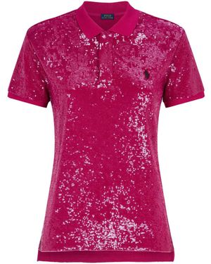 Polo Ralph Lauren Sequin-embellished Polo Shirt - Purple