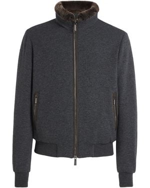 Moorer Virgin Wool-Cashmere Down Bomber Jacket - Grey