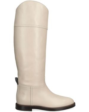 Brunello Cucinelli Leather Riding Boots - White