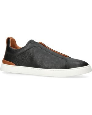 ZEGNA Leather Triple Stitch Trainers - Multicolour