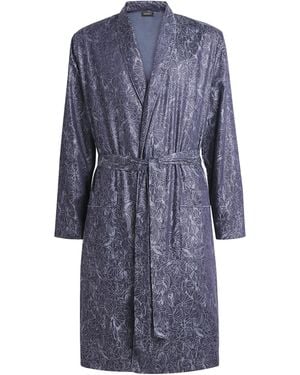 Hanro Cotton Floral Selection Robe - Blue