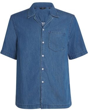 7 For All Mankind Denim Short-Sleeve Shirt - Blue
