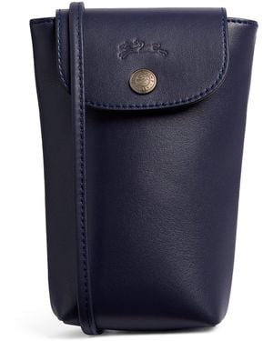 Longchamp Leather Le Pliage Phone Crossbody Bag - Blue