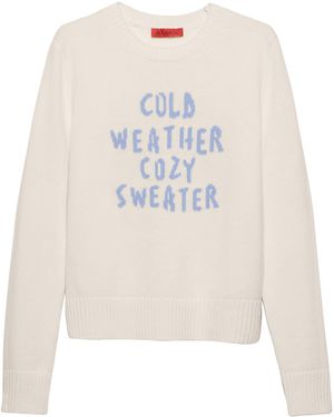 MAX&Co. Wool-Cashmere Embroidered Jumper - White