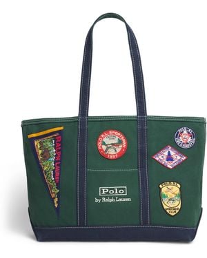 Polo Ralph Lauren Cotton Canvas Logo-Patch Tote Bag - Green