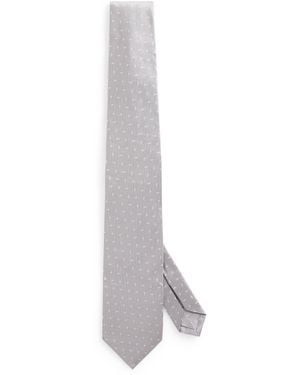 Isaia Silk Polka Dot Tie - White