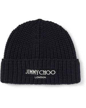 Jimmy Choo Yuki Virgin Wool Beanie - Blue