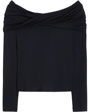 Max Mara Virgin Wool Draped Blouse - Black