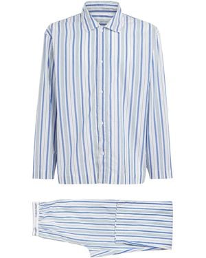 Calvin Klein Cotton Poplin Stripe Pajamas - Blue
