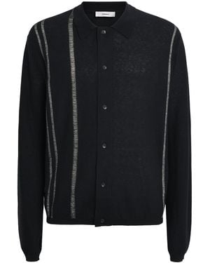 Commas Cotton-Cashmere Stripe Cardigan - Black