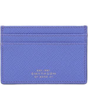 Smythson Calfskin Panama Card Holder - Blue