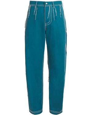 Craig Green Cotton Embroidered Trousers - Blue
