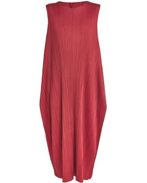 Pleats Please Issey Miyake Lamp Shade Midi Dress - Red