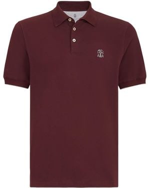Brunello Cucinelli Cotton Piqué Logo Polo Shirt - Red