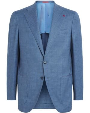 Isaia Wool Single-Breasted Blazer - Blue