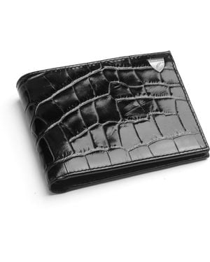 Aspinal of London Croc-Embossed Leather Bifold Wallet - Black