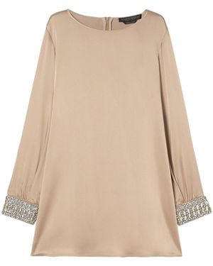 Marina Rinaldi Satin Embellished Liguria Blouse - Natural