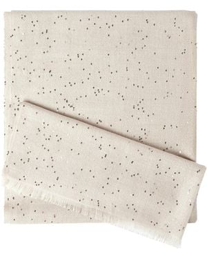 Brunello Cucinelli Cashmere-Silk Embellished Scarf - Natural