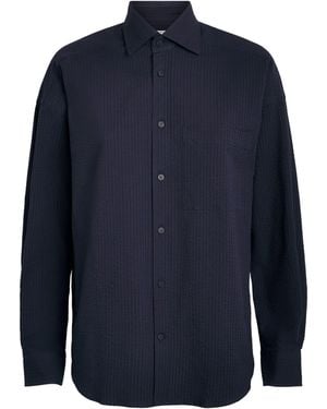 With Nothing Underneath Seersucker The Weekend Shirt - Blue