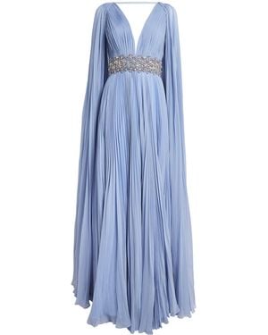 Jenny Packham Silk Cape Fesco Gown - Blue