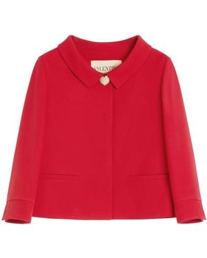 Valentino Wool-Silk Embellished Jacket - Red