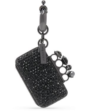 McQueen Embellished Knuckle Clutch Charm - Black