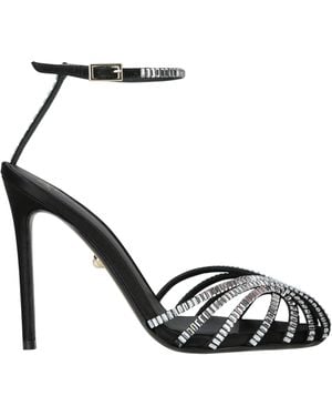 ALEVI Satin Embellished Penelope Heeled Sandals 110 - Black
