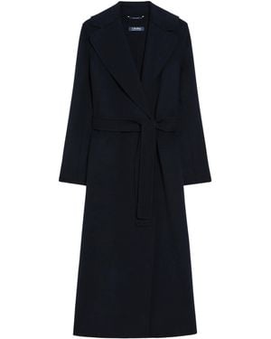 Max Mara Virgin Wool Poldo Wrap Coat - Blue