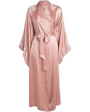 Torlowei Silk Lace-Trim Robe - Pink